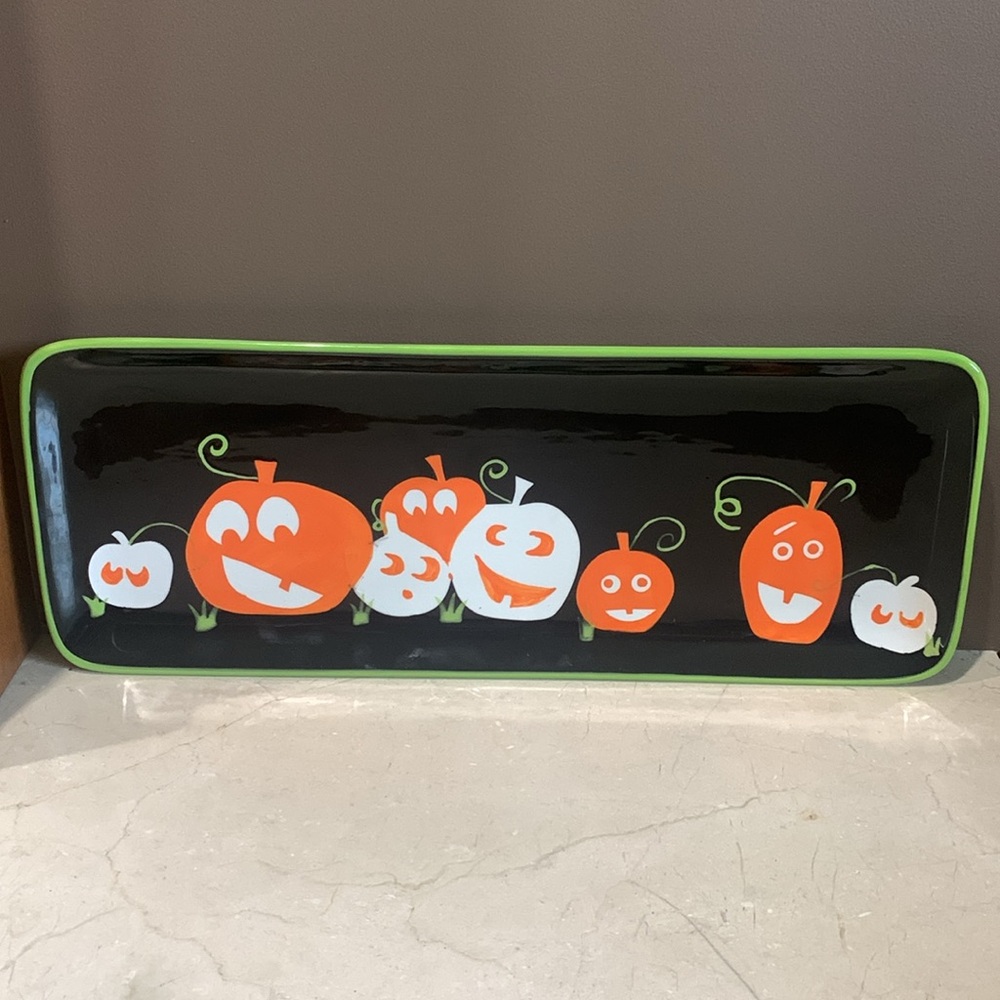 Tag Halloween Jack-o-latern stoneware serving tray